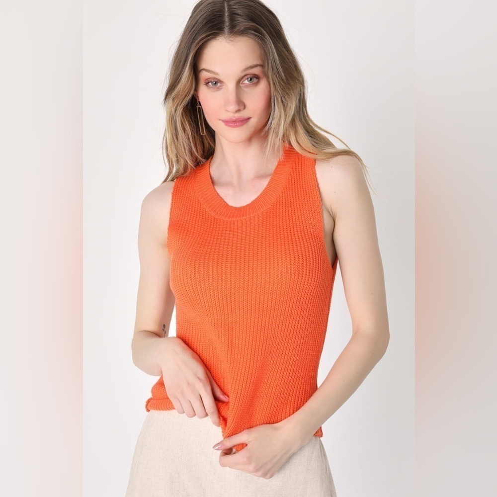 060 NWOT Exceptional Vibe Orange Sweater Tank Top